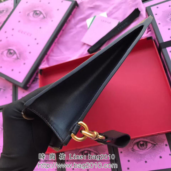 GUCCI古馳 歐洲正品原單 復古印花 百搭手拿包 510489 黑色全皮 WTG1587